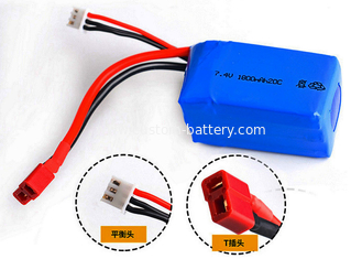 China 1800mAh 7.4V Lithium Polymer Batteries , Remote Control Car Rechargeable Batteries supplier