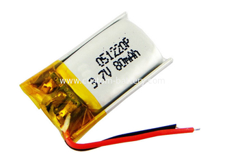 China 501220 3.7V 80mAh Rechargeable Lithium Polymer Battery Pack For Mobile Electronics Devices supplier