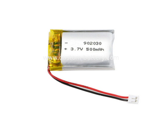 China Customized 902030 3.7V 500mAh Lipo battery 1 cell Lithium polymer battery supplier