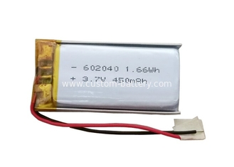China 1S 3.7 V Lipo Battery 450mAh 602040 Lithium Ion Polymer Batteries supplier