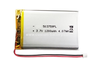 China Custom Lithium Polymer Battery Pack 3.7V 503759 1200mAh For Fishing Equipment supplier