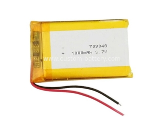 China 703048 3.7 V 1000mah Polymer Lithium Battery , Lithium Deep Cycle Battery Weight 20 G supplier