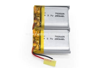 China 702025 3.7V 280mah Lithium Polymer Battery Pack Rechargeable Lipo Battery supplier