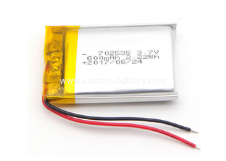 China 702535 3.7V 600mAh Lithium Polymer Battery Pack Rechargeable for MP3 / MP4 supplier