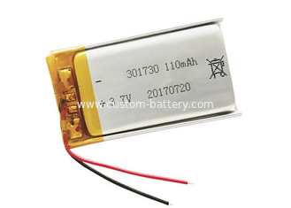 China Small Lipo Battery 301730 3.7V 110mAh Rechargeable Li-polymer Battery supplier