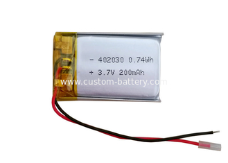 China Small Rechargeable 3.7Volt lipo battery 402030 200mAh 3.7V li-polymer batteries supplier
