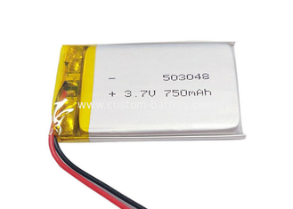 China 503048 3.7V Lipo Battery 750mAh , High Capacity Lithium Polymer Battery supplier
